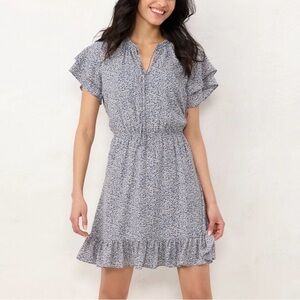 LC Lauren Conrad Double Ruffle Sleeve Fit & Flare Floral Mini Dress